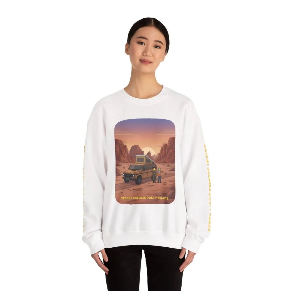Unisex Heavy Blend™ Crewneck Sweatshirt — "Desert Dreams Dusty Roads" Design Sitcom-Line