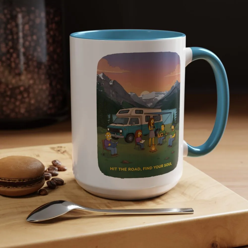 Accent Coffee Mug (11, 15oz) — "Hit The Road-Find Your Soul" Design Sitcom-Line