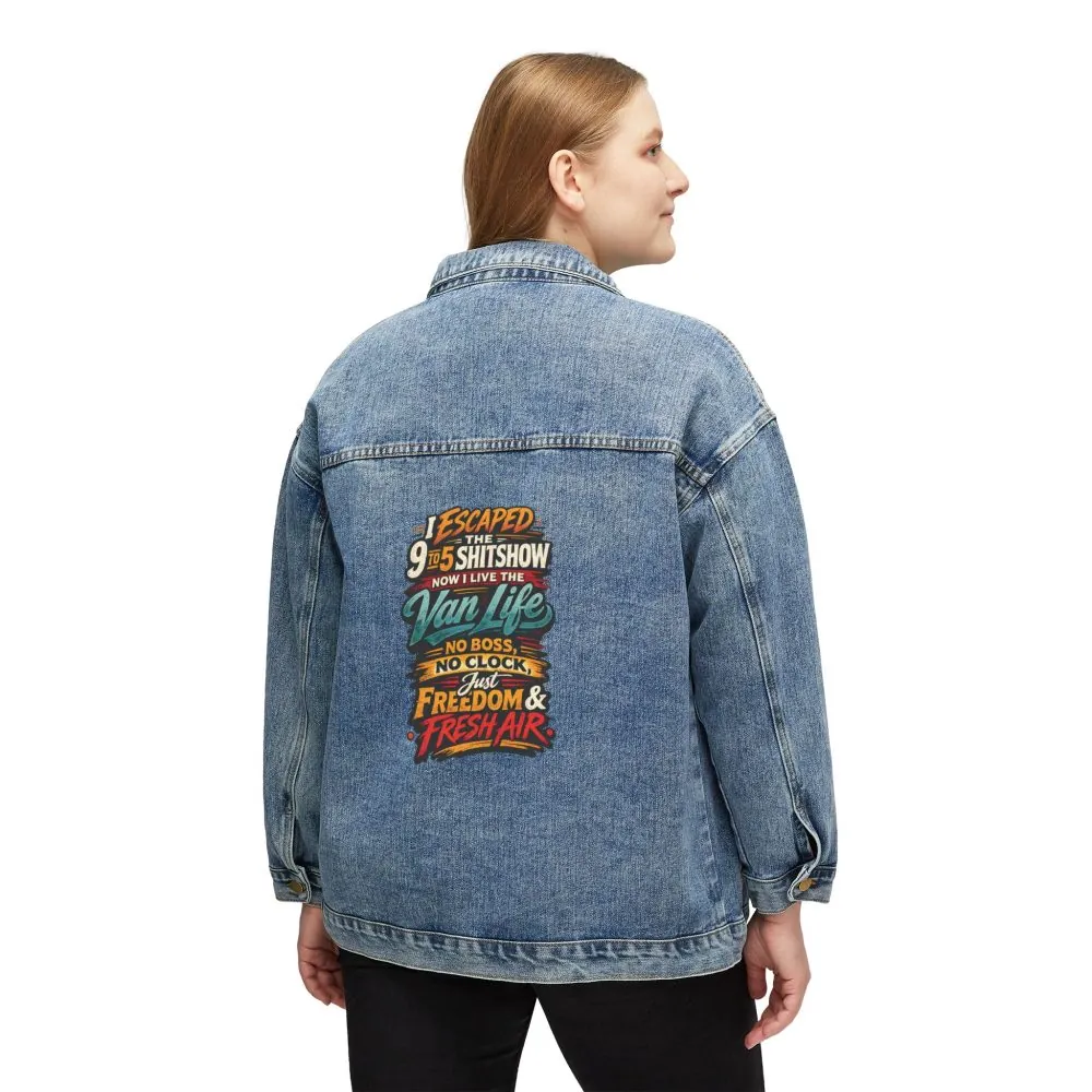 Women's Denim Jacket — "I Escaped The 9 To 5" Design F**K-Line
