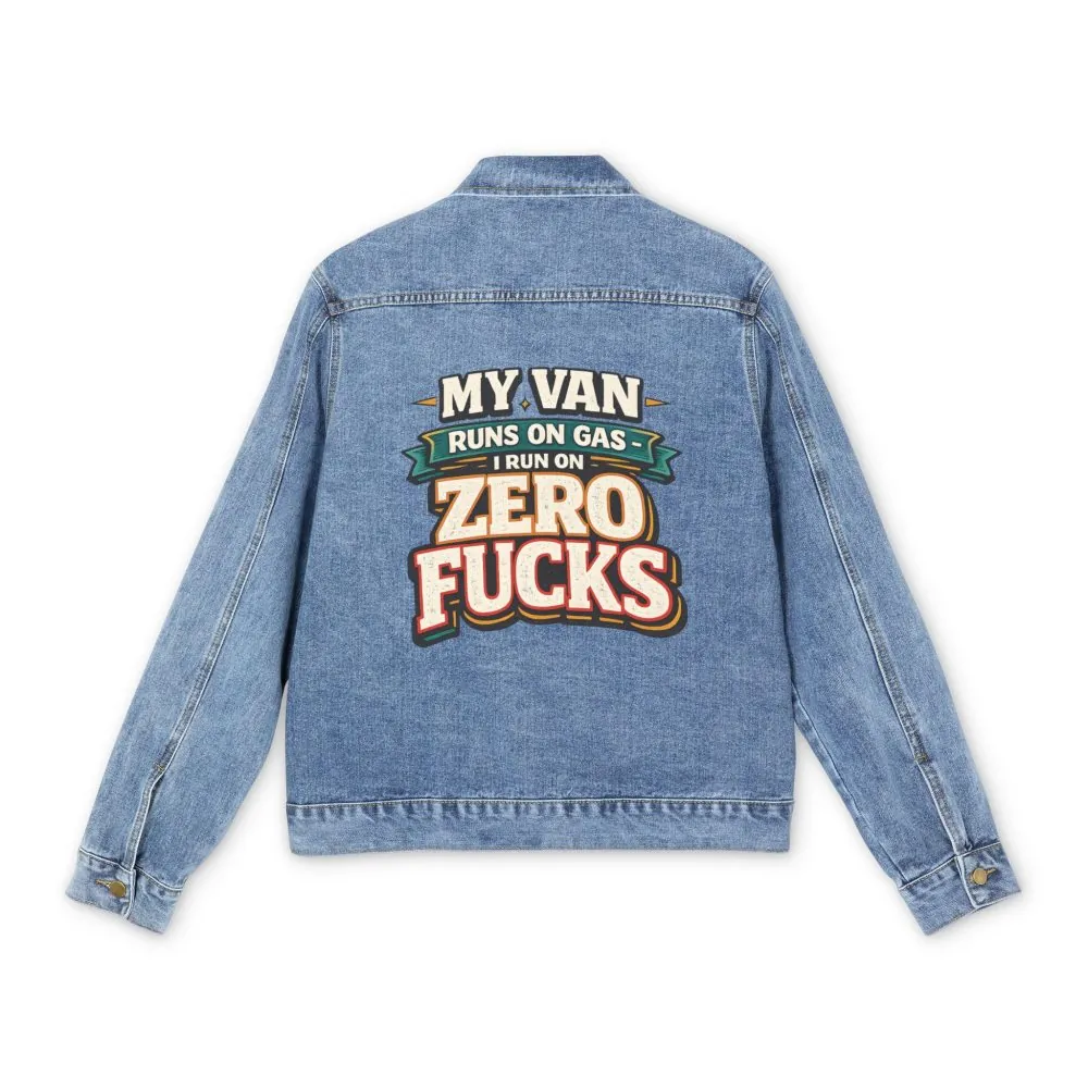 Men's Denim Jacket — "My Van Runs On Gas" Design F**K-Line
