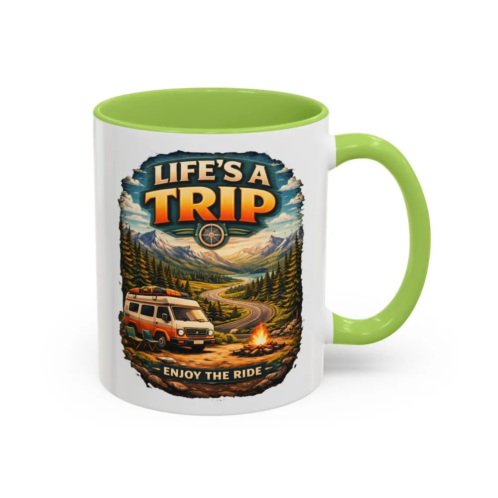Accent Coffee Mug (11, 15oz) — "Life s A Trip" Design Scenic-Line