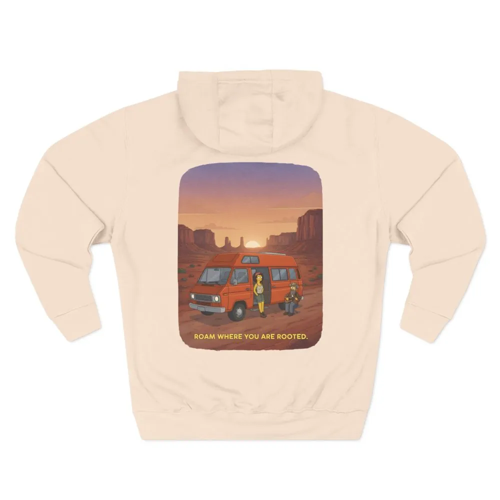 Three-Panel Fleece Hoodie - "Roam Where You Are Rooted" Design Sitcom-Line