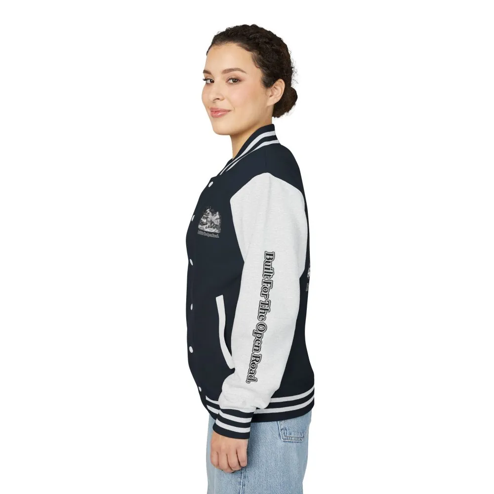 309979341315133630_2048.jpeg Unisex Heavyweight Letterman Jacket — "Built For The Open Road" Travel Varsity Coat
