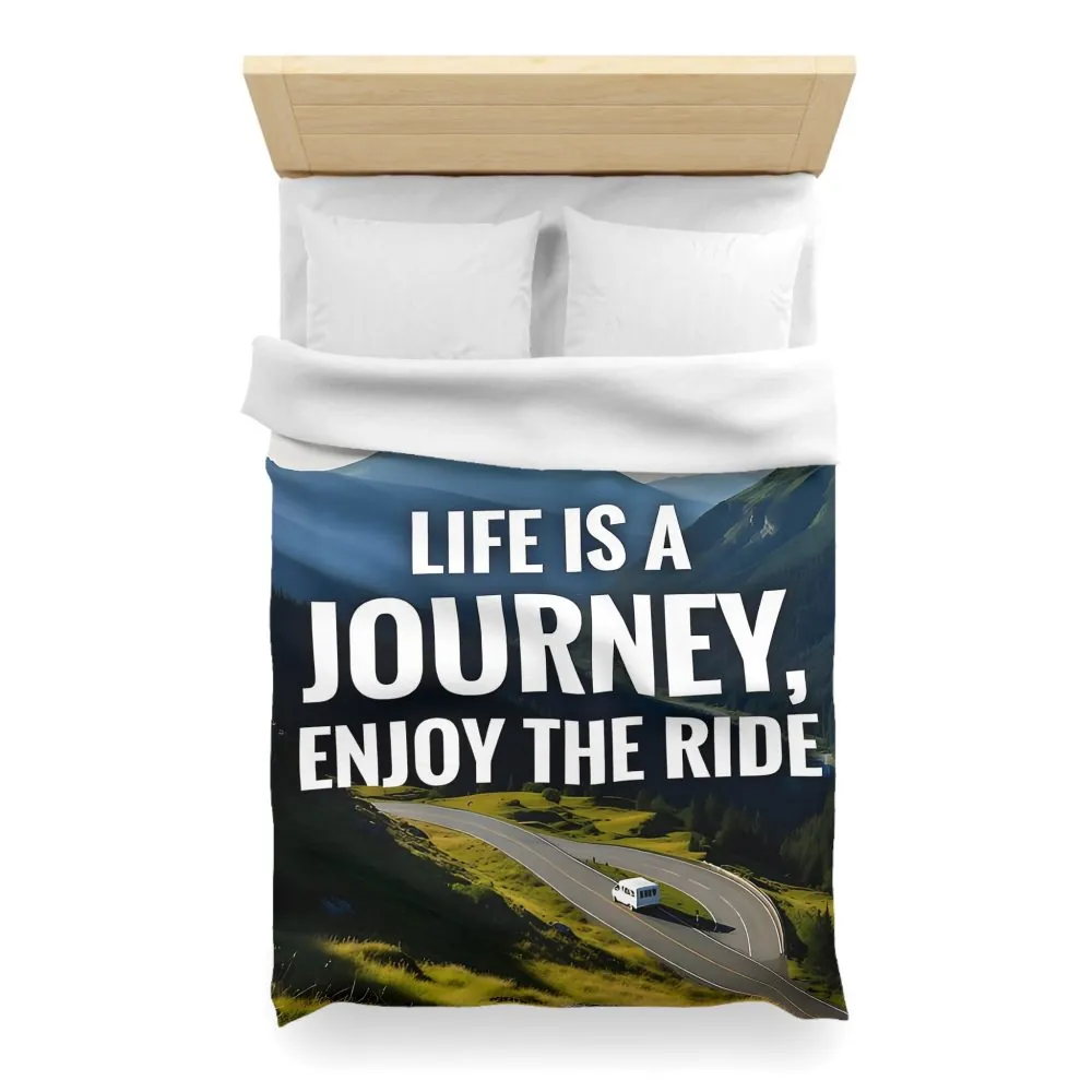 3105320450221284082_2048.jpeg Duvet Cover — "Life Is A Journey, Enjoy The Ride" Mountain Road Microfiber