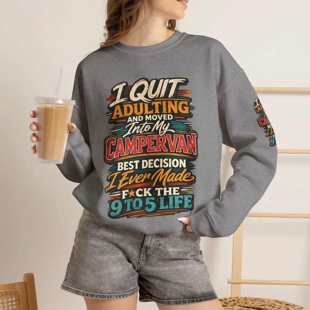 Unisex Heavy Blend™ Crewneck Sweatshirt — "I Quit Adulting" Design F**K-Line