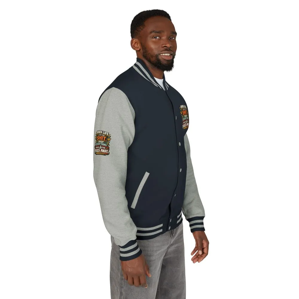 Unisex Heavyweight Letterman Jacket — "When Live Gives You Shit" Design F**K-Line
