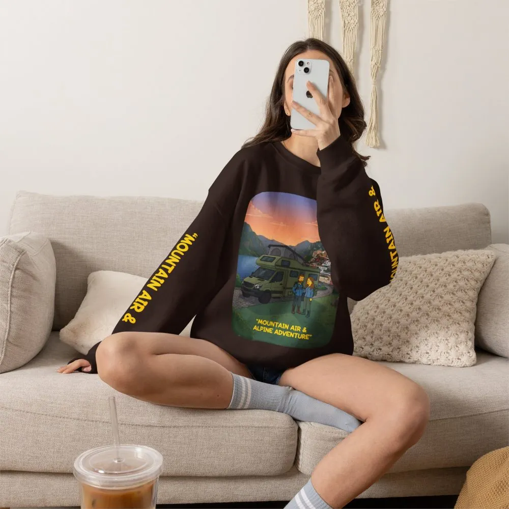 Unisex Heavy Blend™ Crewneck Sweatshirt — "Mountain Air And Alpine Adventure"" Design Sitcom-Line