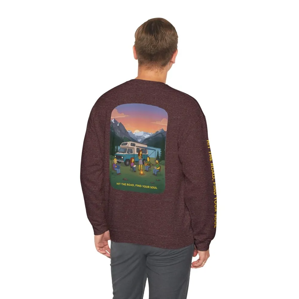 Unisex Heavy Blend™ Crewneck Sweatshirt — "Hit The Road-Find Your Soul" Design Sitcom-Line