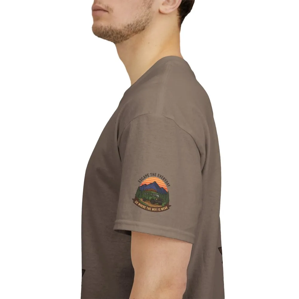 Unisex Heavy Cotton Tee — "Go Where the WiFi Is Weak" Adventure Shirt