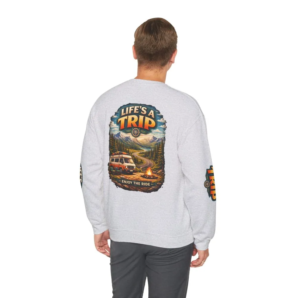 Unisex Heavy Blend™ Crewneck Sweatshirt — "Life s A Trip" Design Scenic-Line
