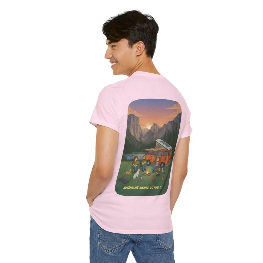 Unisex Heavy Cotton Tee — "Adventure Awaits-Go Find It" Design Sitcom-Line