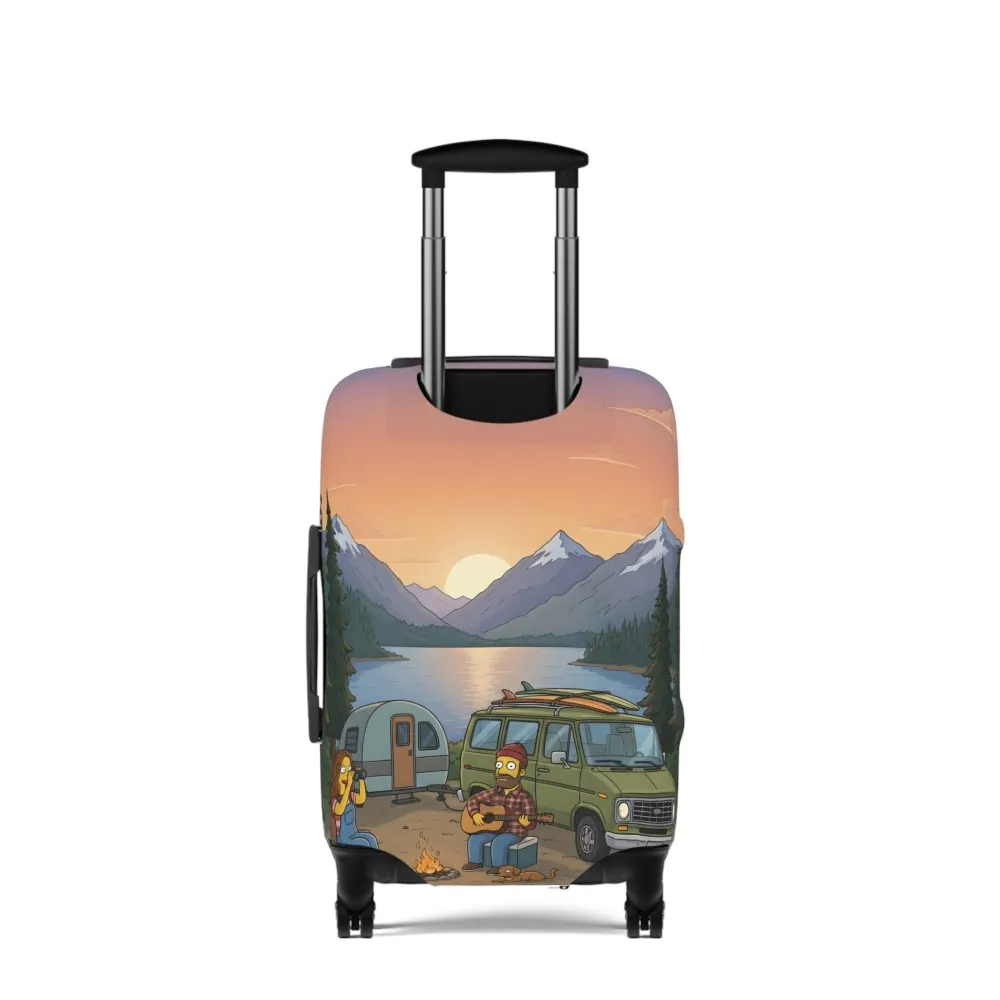 Luggage Cover — Adventure Camper Sketch Travel Suitcase(Design Sitcom-Line)