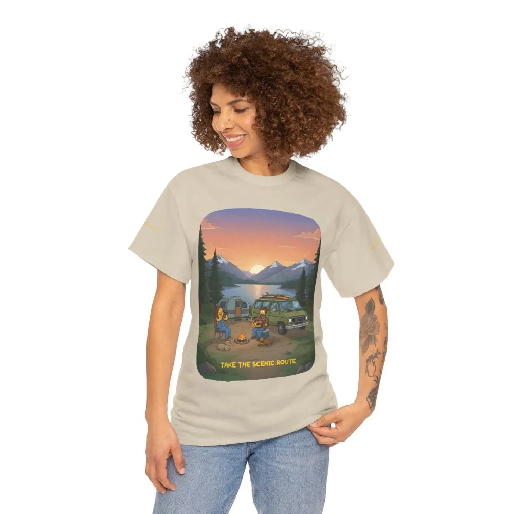 Unisex Heavy Cotton Tee — "Take The Scenic Route" Design Sitcom-Line