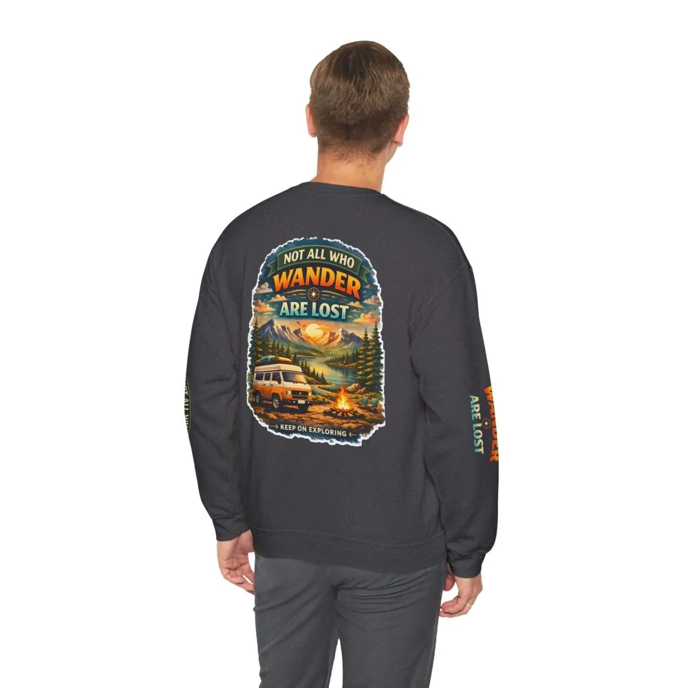 316765990292124344_2048.jpeg Unisex Heavy Blend™ Crewneck Sweatshirt — "Not All Who Wander Are Lost" Design Scenic-Line