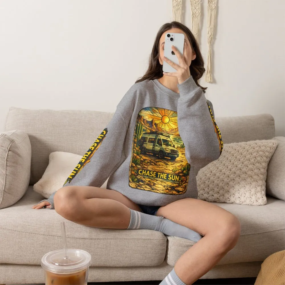 Unisex Heavy Blend™ Crewneck Sweatshirt — "Chase The Sun" Design Cubic-Line