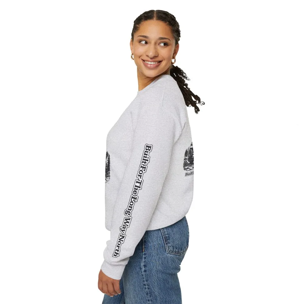 Unisex Heavy Blend™ Crewneck Sweatshirt — "Built For The Long Way North" Design Minimal-Line