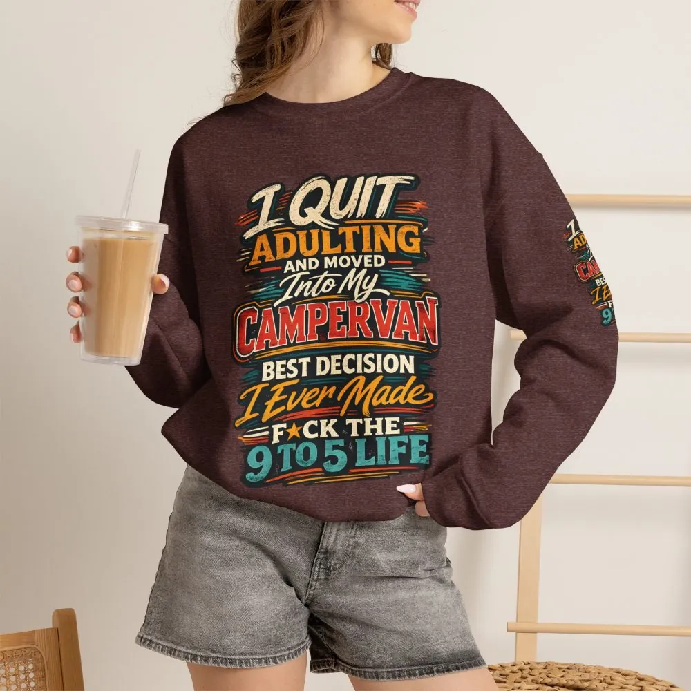 Unisex Heavy Blend™ Crewneck Sweatshirt — "I Quit Adulting" Design F**K-Line