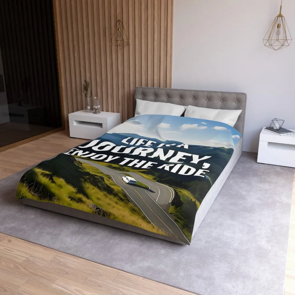 3189787084806690438_2048.jpeg Duvet Cover — "Life Is A Journey, Enjoy The Ride" Mountain Road Microfiber