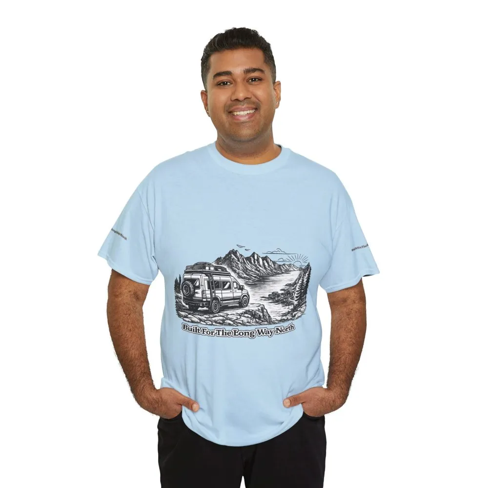 Unisex Heavy Cotton Tee — "Built For The Long Way North" Design Minimal-Line