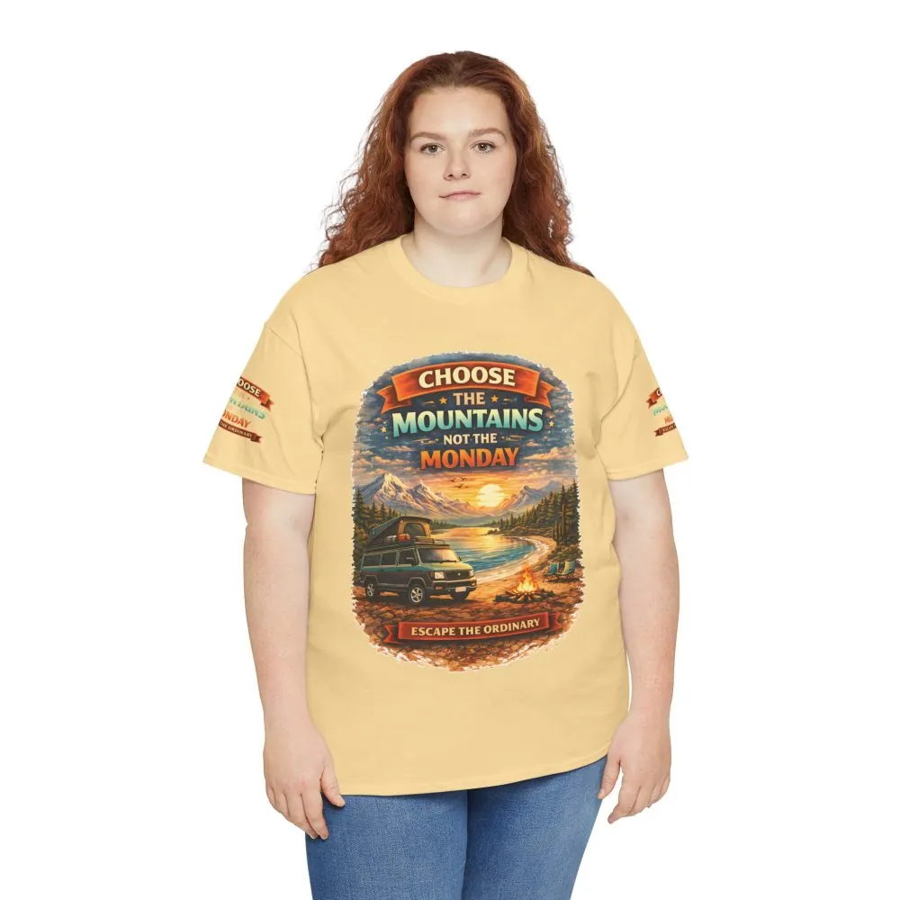 Unisex Heavy Cotton Tee — "Choose The Mountens" Design Scenic-Line