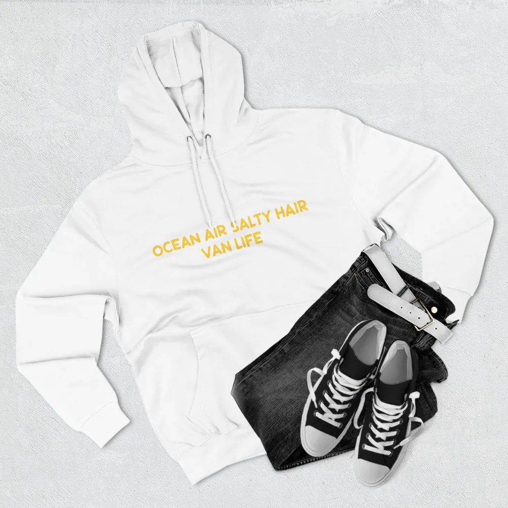 Three-Panel Fleece Hoodie - "Ocean Air Salty Hair Van Life" Design Sitcom-Line
