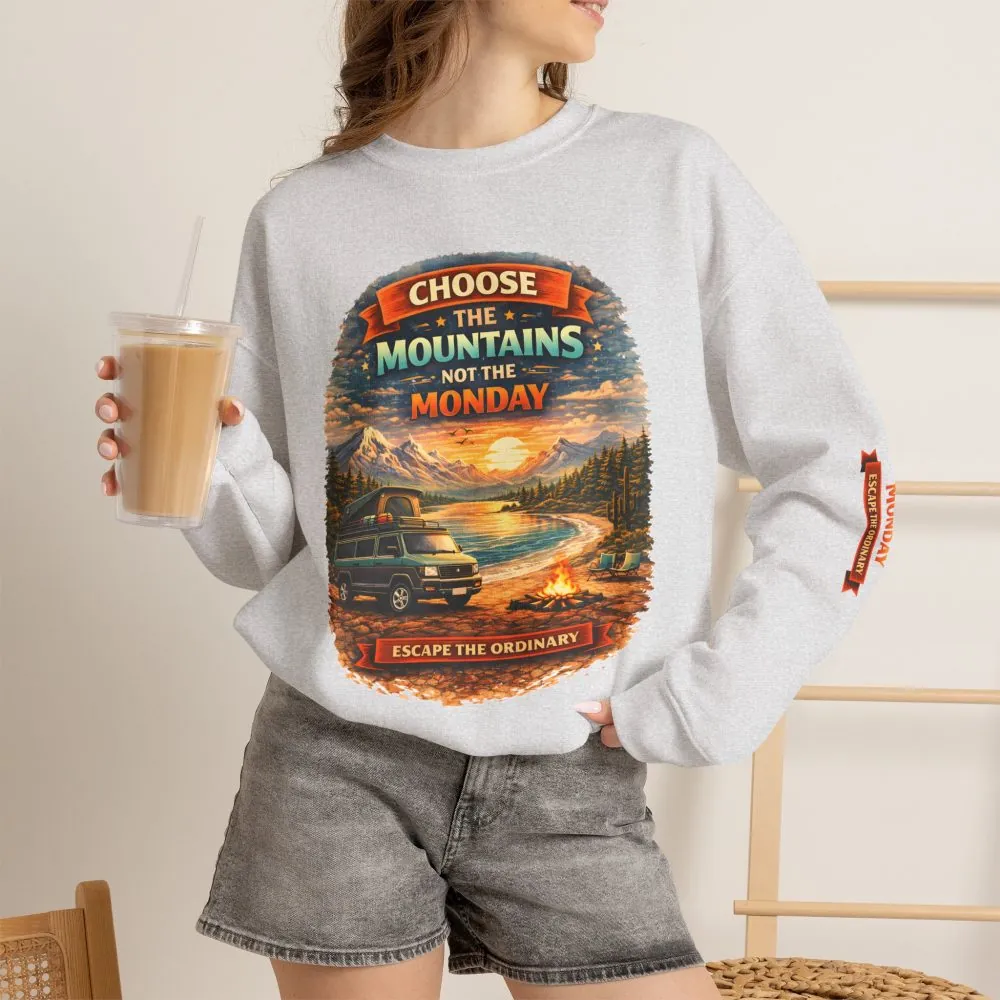 Unisex Heavy Blend™ Crewneck Sweatshirt — "Choose The Mountens" Design Scenic-Line