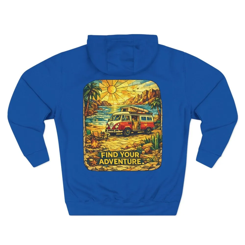 3216696476303384627_2048.jpeg Three-Panel Fleece Hoodie - ""Find Your Adventure"" Design Cubic-Line