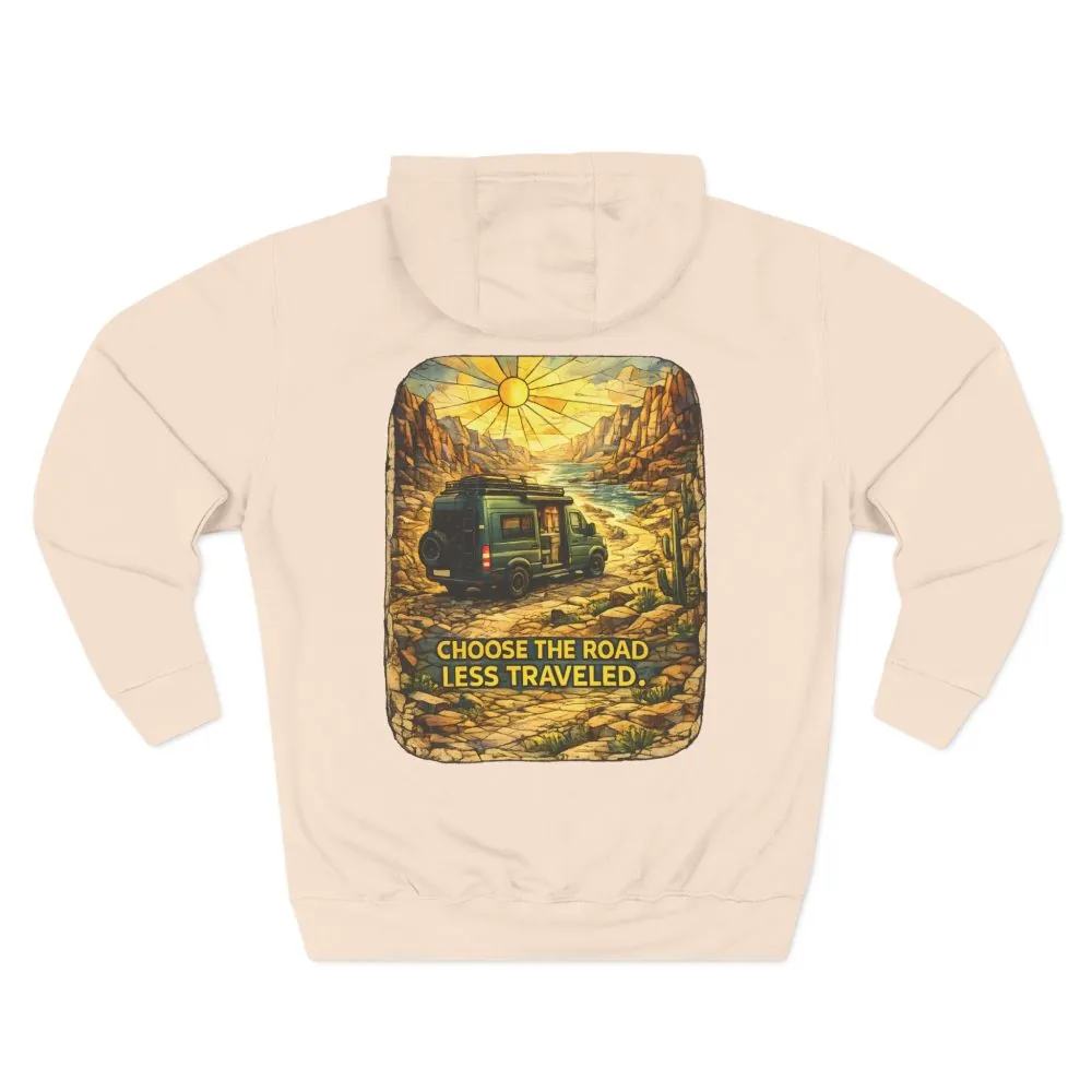 Three-Panel Fleece Hoodie - "Choose The Road Less Traveled" Design Cubic-Line