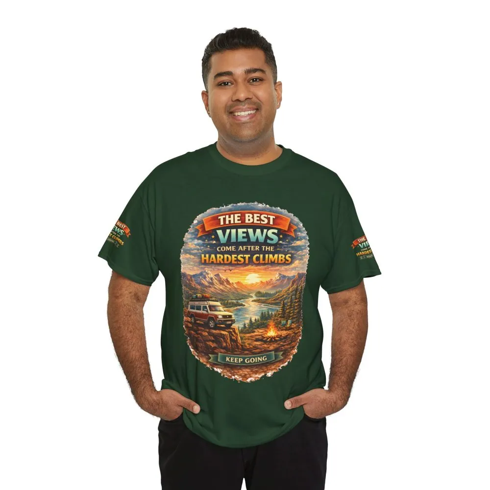 Unisex Heavy Cotton Tee — "The Best Views" Design Scenic-Line