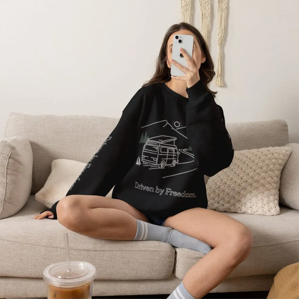 Unisex Heavy Blend™ Crewneck Sweatshirt — "Driven By Freedom" Design Minimal-Line