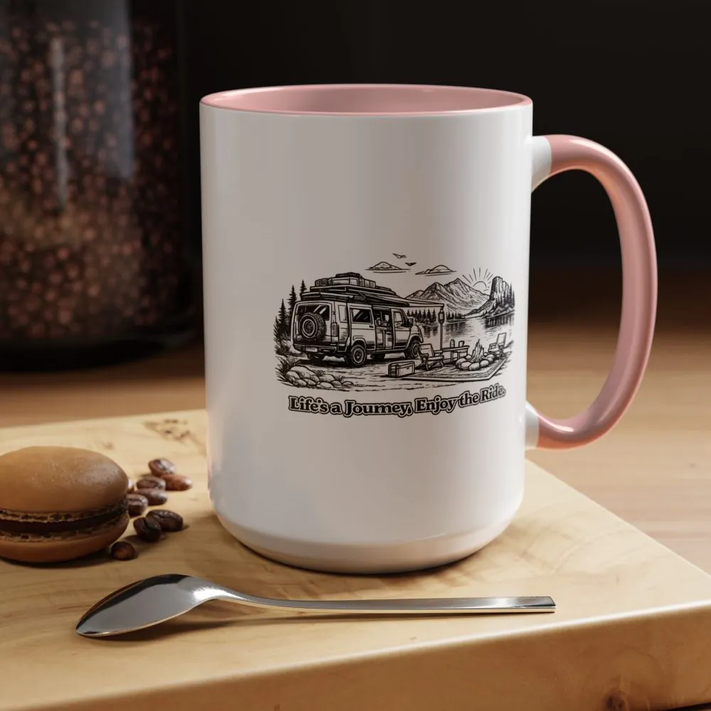 3239994970235753108_2048.jpeg Accent Coffee Mug (11, 15oz) — "Lifes A Journey,Enjoy The Ride" Design Minimal-Line
