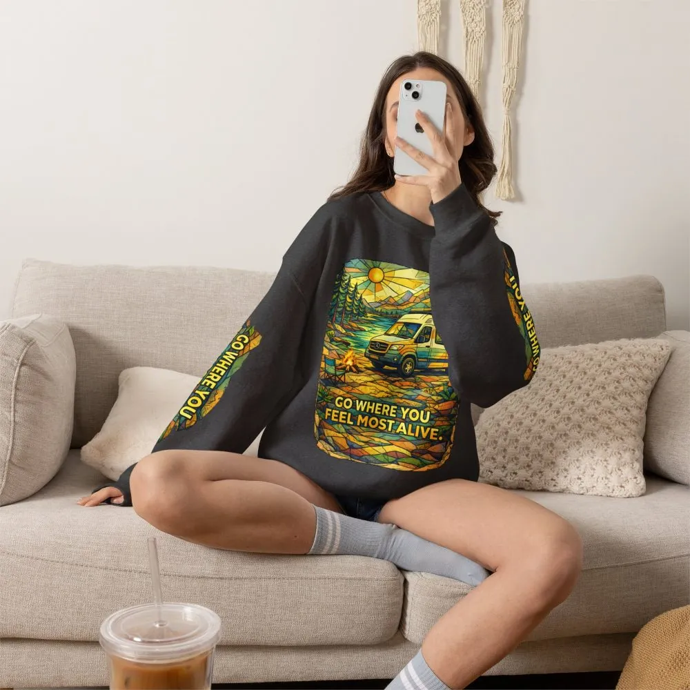 3244480378070176582_2048.jpeg Unisex Heavy Blend™ Crewneck Sweatshirt — "Go Where You Feel Most Alive" Design Cubic-Line