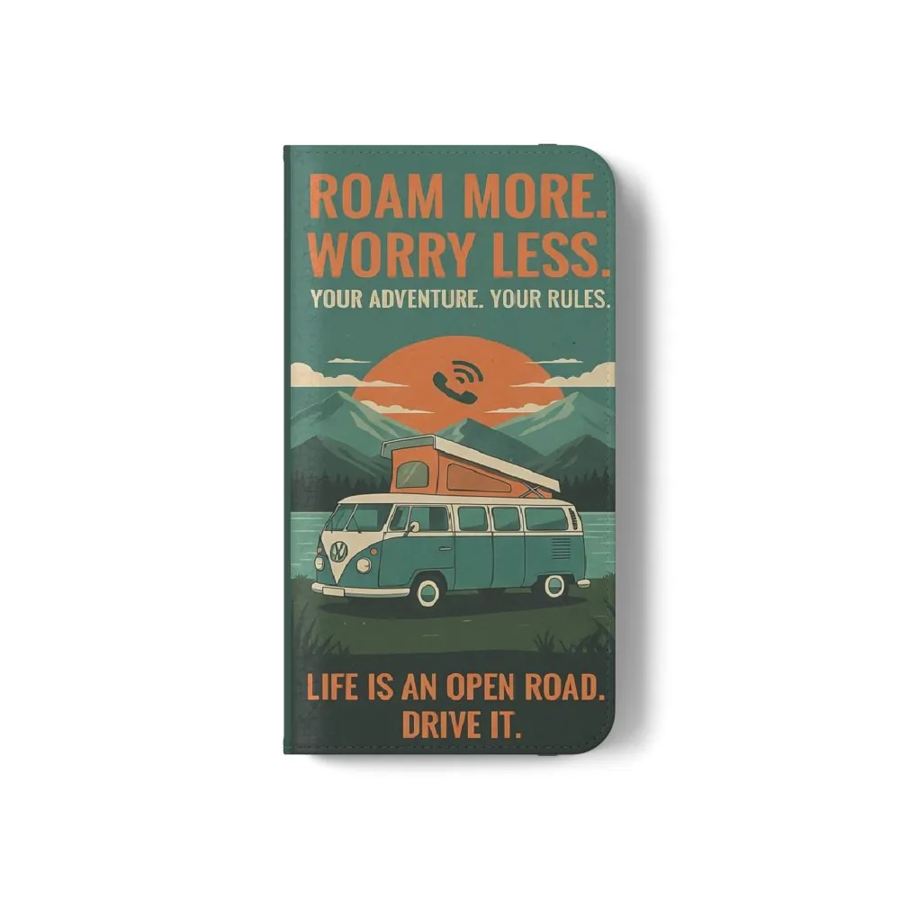3249453147128870915_2048.jpeg Flip Phone Case — "Roam More Worry Less - Life Is An Open Road" Phone Wallet