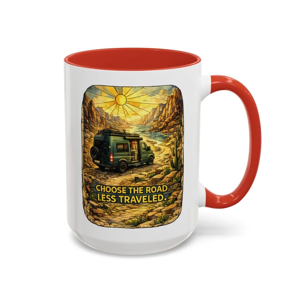 3251788385568760917_2048.jpeg Accent Coffee Mug (11, 15oz) — "Choose The Road Less Traveled" Design Cubic-Line