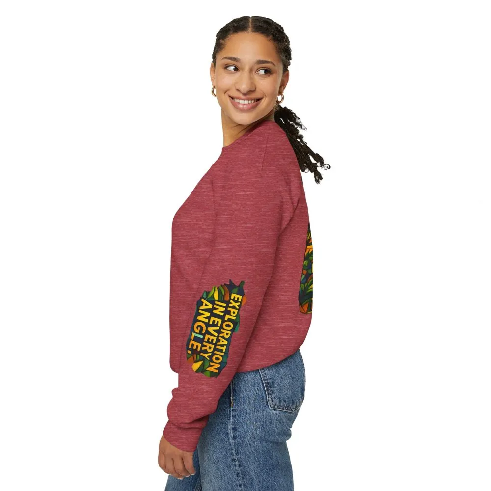 Unisex Heavy Blend™ Crewneck Sweatshirt — "Exploration In Every Angle" Design Cubic-Line