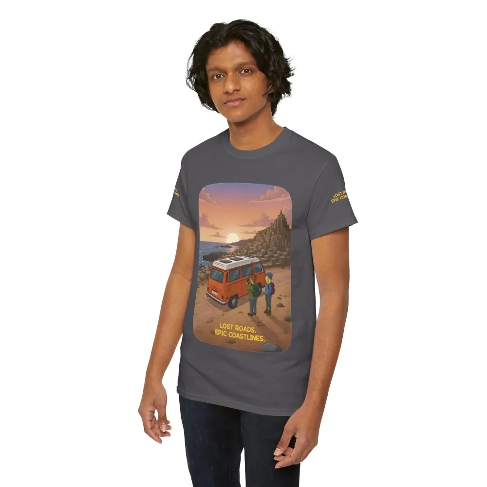 Unisex Heavy Cotton Tee — "Lost Roads Epic Coastlines" Design Sitcom-Line