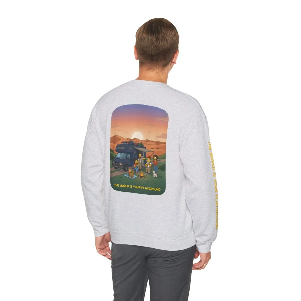 Unisex Heavy Blend™ Crewneck Sweatshirt — "The World Is Your playground" Design Sitcom-Line