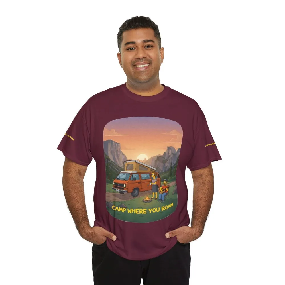 Unisex Heavy Cotton Tee — "Camp Where You Roam" Design Sitcom-Line