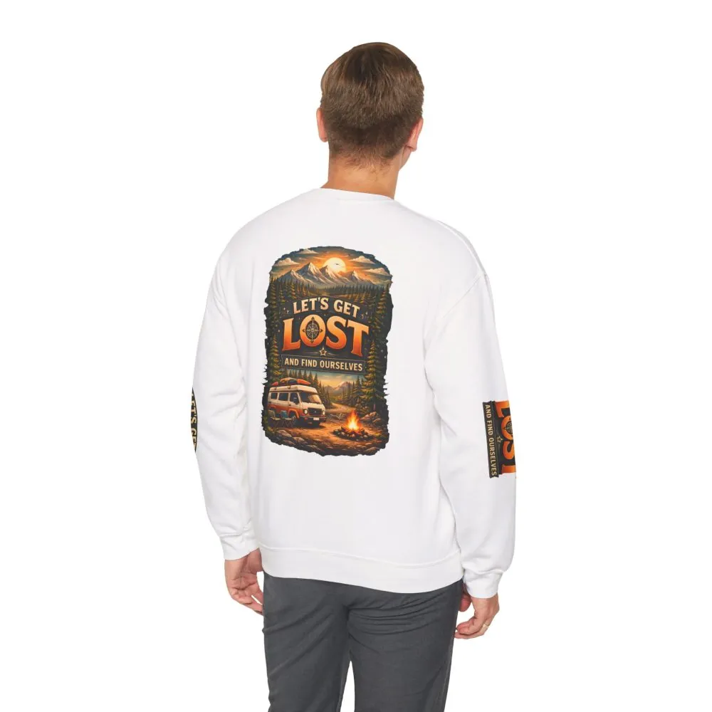Unisex Heavy Blend™ Crewneck Sweatshirt — "Let´s Get Lost And Found Ourselfs" Design Scenic-Line