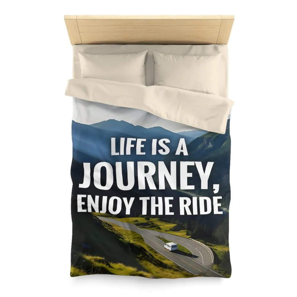 3280407625135164449_2048.jpeg Duvet Cover — "Life Is A Journey, Enjoy The Ride" Mountain Road Microfiber