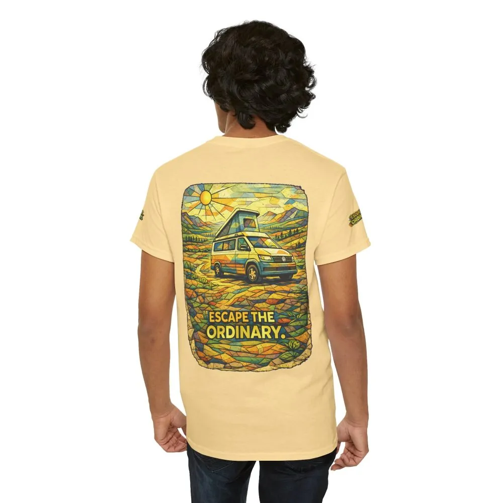 Unisex Heavy Cotton Tee — "Escape The Ordinary" Design Cubic-Line