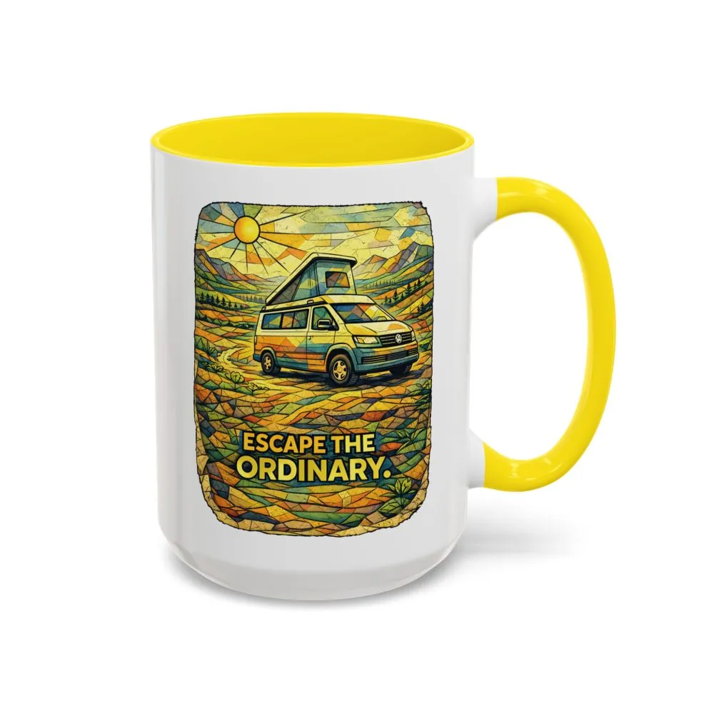 Accent Coffee Mug (11, 15oz) — "Escape The Ordinary" Design Cubic-Line