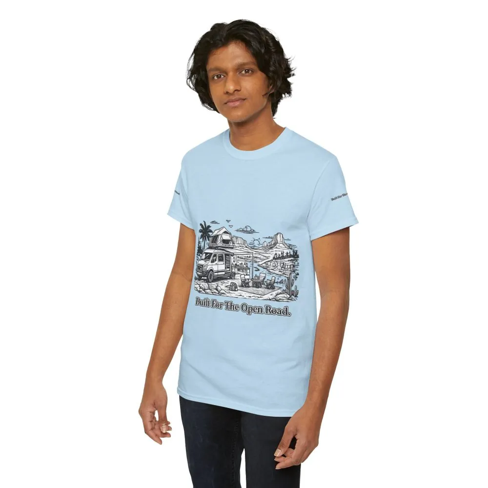 3284775981160649432_2048.jpeg Unisex Heavy Cotton Tee — "Built For The Open Road" Design Minimal-Line