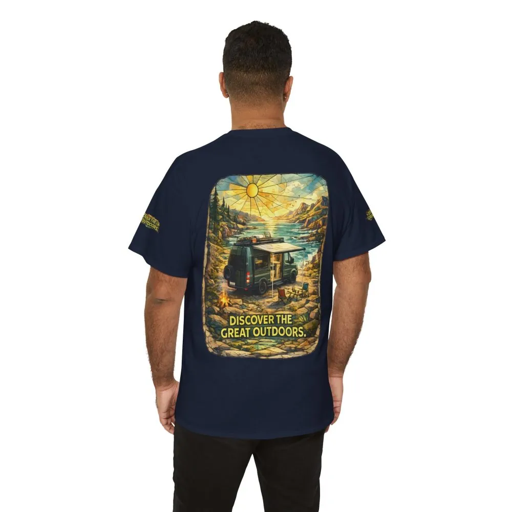 Unisex Heavy Cotton Tee — "Discover The Great Outdoors" Design Cubic-Line
