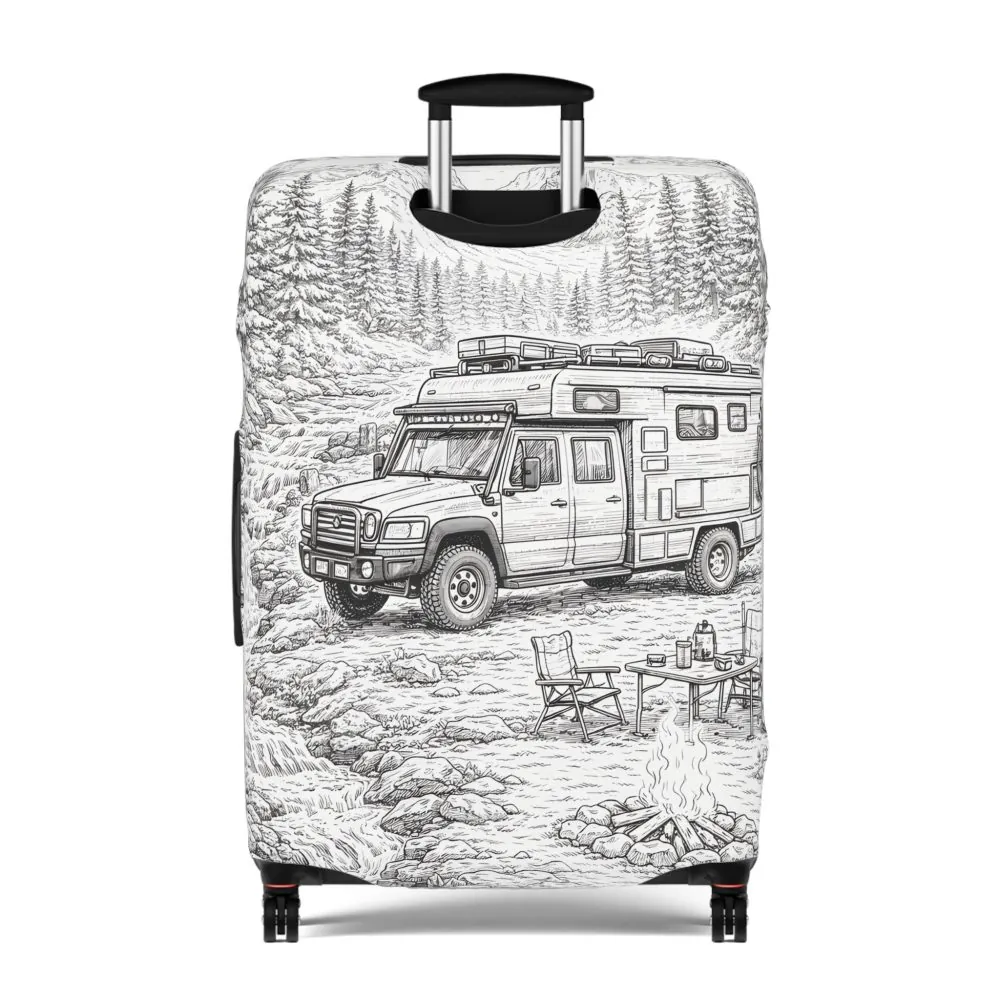 3295919863171650817_2048.jpeg Luggage Cover — Adventure Camper Sketch Travel Suitcase