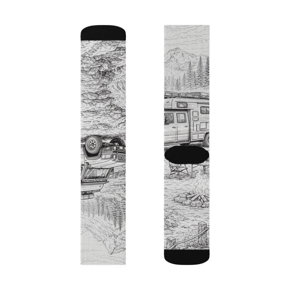 Sublimation Socks — Retro Camper Roadtrip Crew Socks