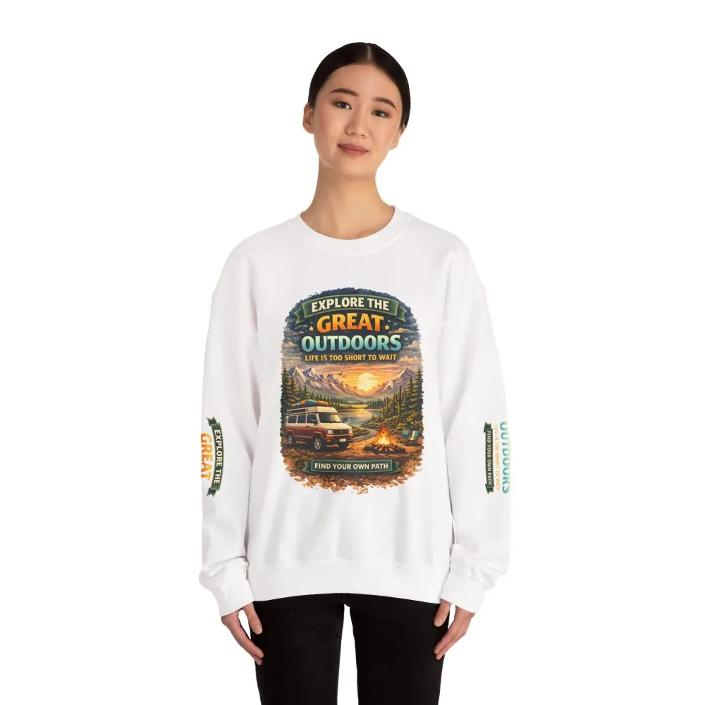 3312401587572635929_2048.jpeg Unisex Heavy Blend™ Crewneck Sweatshirt — "Explore The Great Outdoors" Design Scenic-Line