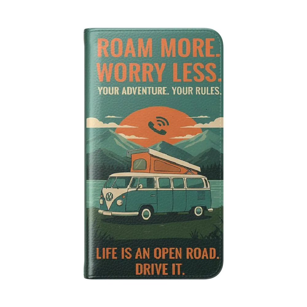 3317222872849251250_2048.jpeg Flip Phone Case — "Roam More Worry Less - Life Is An Open Road" Phone Wallet