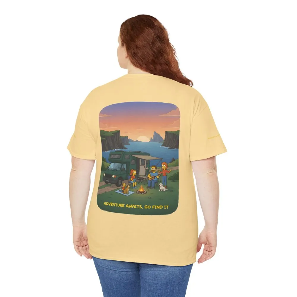 Unisex Heavy Cotton Tee — "Adventure Awaits-Go Find It" Design Sitcom-Line