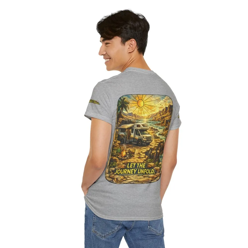 Unisex Heavy Cotton Tee — "Let The Journey Unfold" Design Cubic-Line